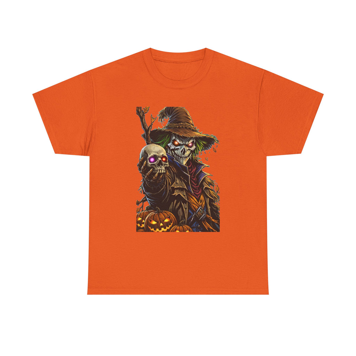 Scarecrow Skull Pumpkin illustration T-Shirt | Halloween Horror Tee
