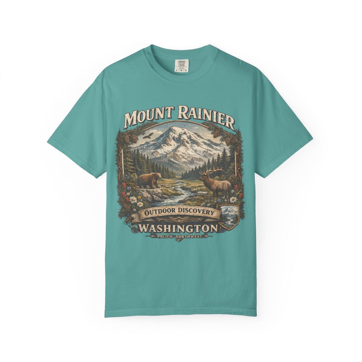 Camiseta del Monte Rainier, playera Comfort Colors de la naturaleza de Washington