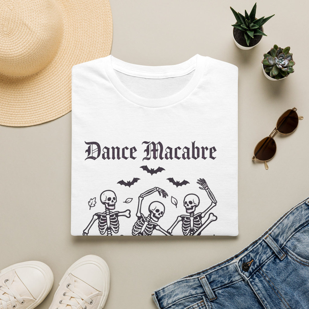 T-shirt Danse Macabre squelettes | Haut Halloween danse de la mort crânes