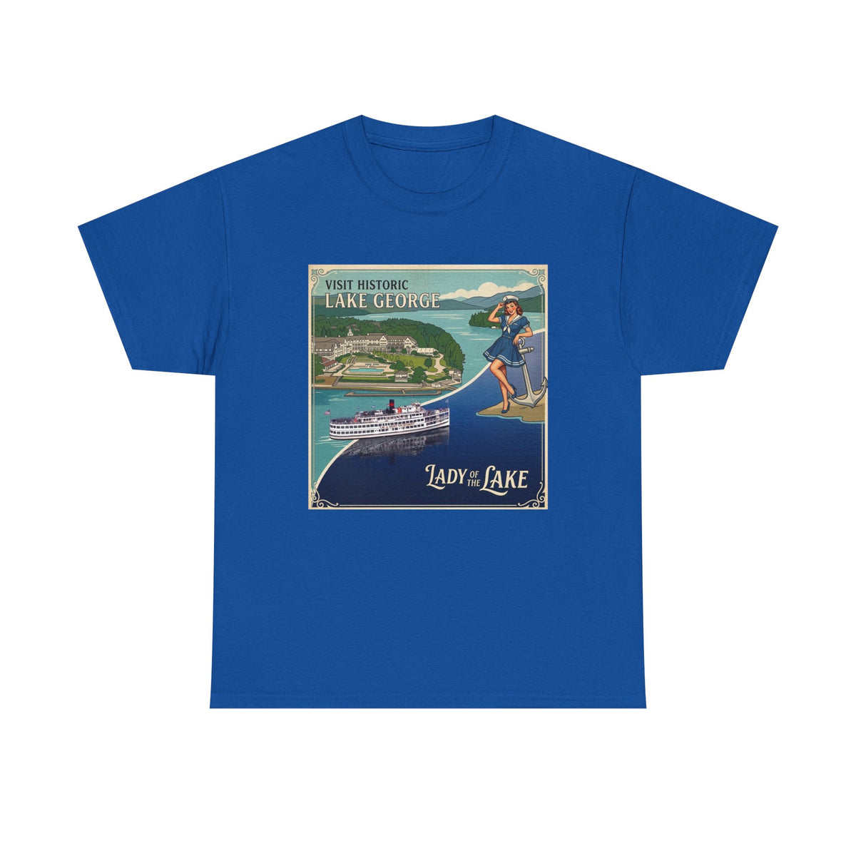 Lake George Upstate NY National / Lady of the Lake vintage poster T-Shirt | Lake George pin up