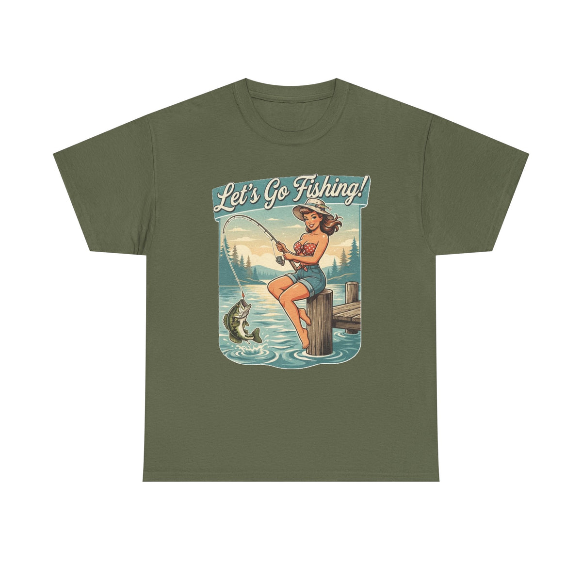 Let's Go Fishing Vintage Angler Graphic T-Shirt