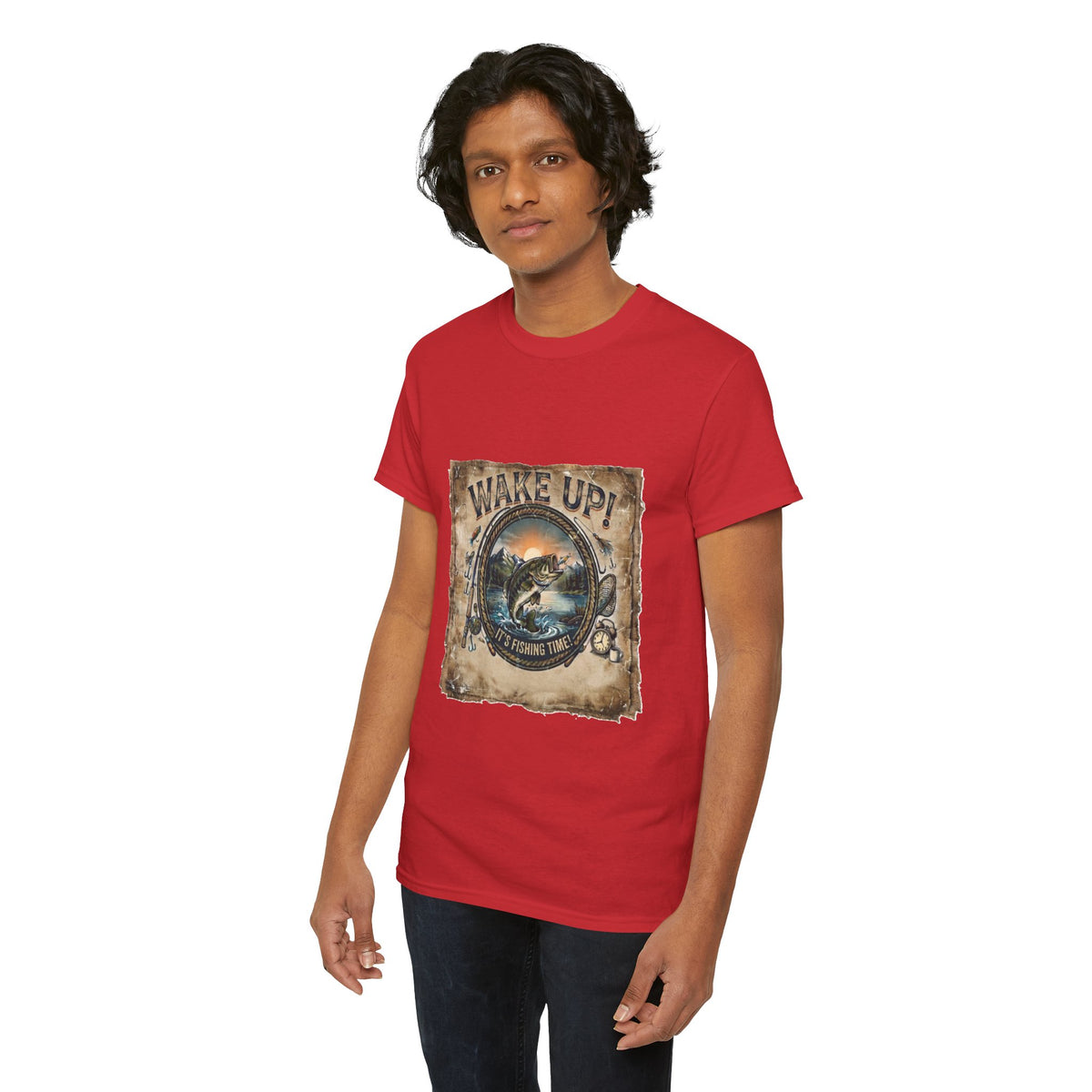 Wake Up Fishing Tee | Bass Fish Vintage Outdoors Shirt