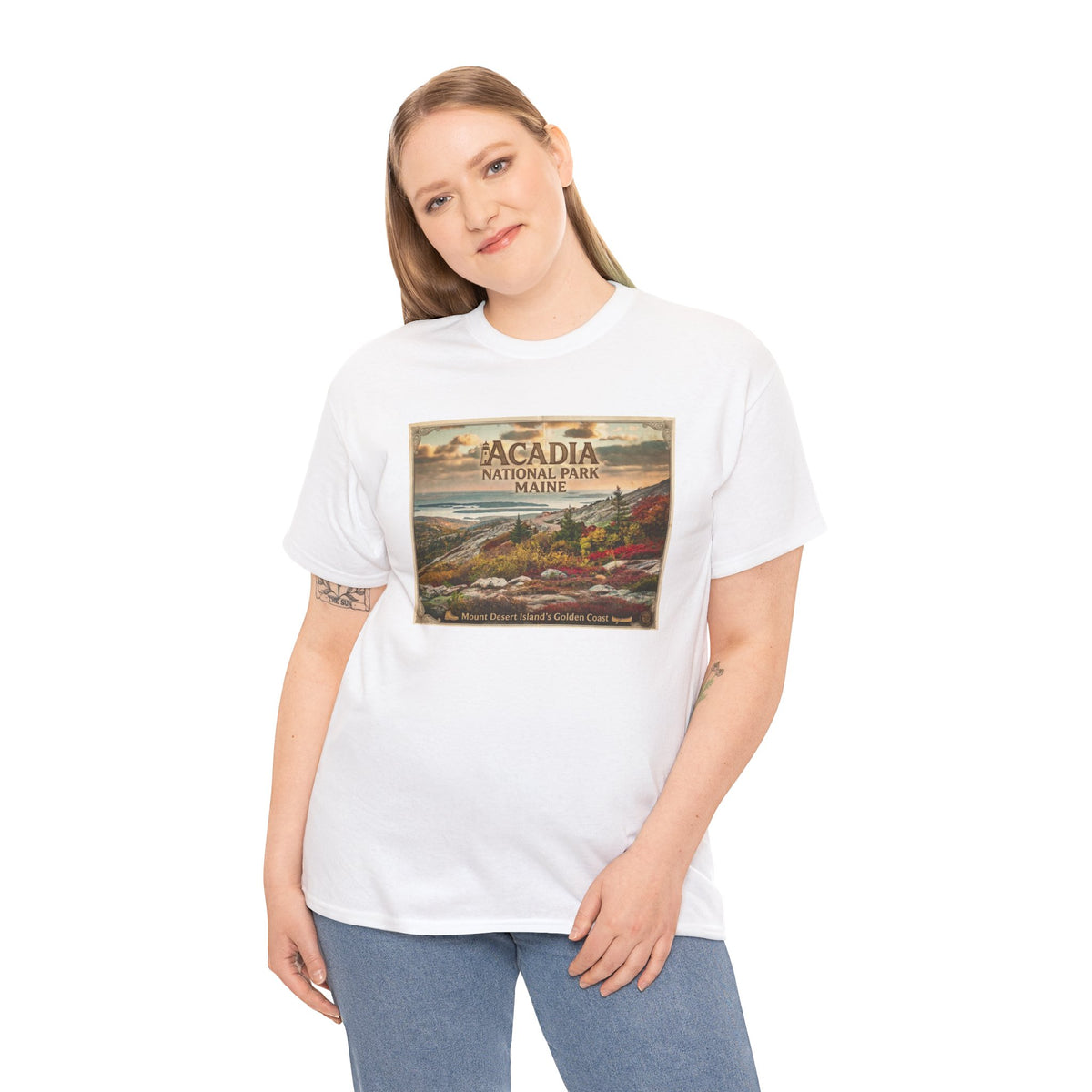 T-shirt vintage à motif paysager du parc national d'Acadia, Maine | T-shirt de parc national