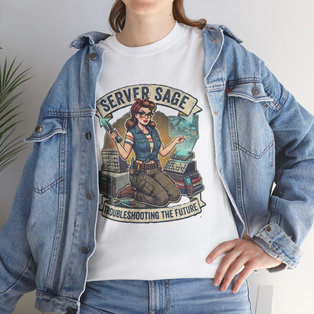 Server Sage Troubleshooting the Future T-Shirt | IT Technician Retro Tech Shirt