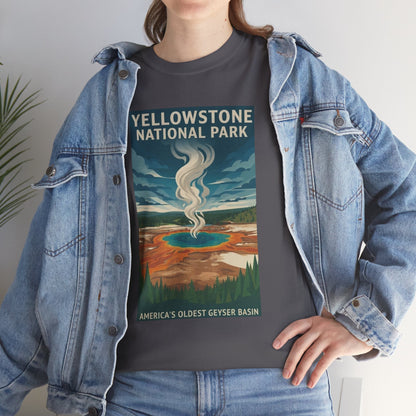 Camiseta con póster de géiser del Parque Nacional de Yellowstone | Camiseta de viaje a parques nacionales