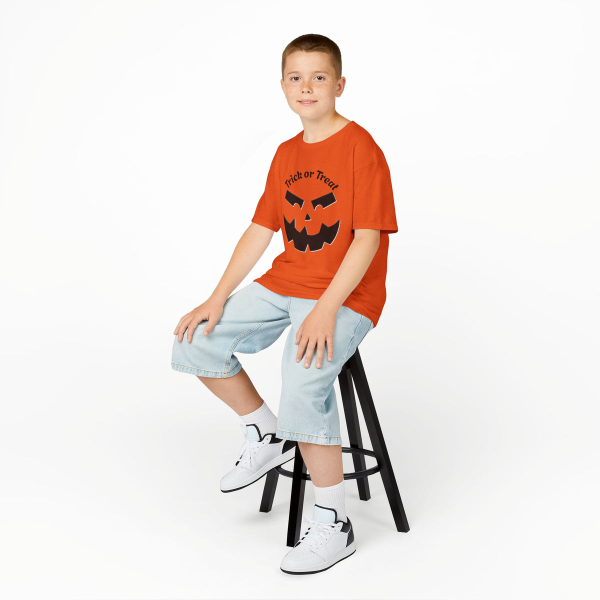 Jack-O'-Lantern Face Trick or Treat Kids Tee | Halloween Pumpkin Shirt