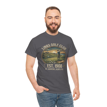 T-shirt illustration golfeur vintage Links Golf Club | EST. 1908 St. Andrews Écosse