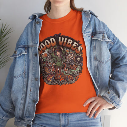 Good Vibes Halloween Tee | Psychedelic Floral Illustration