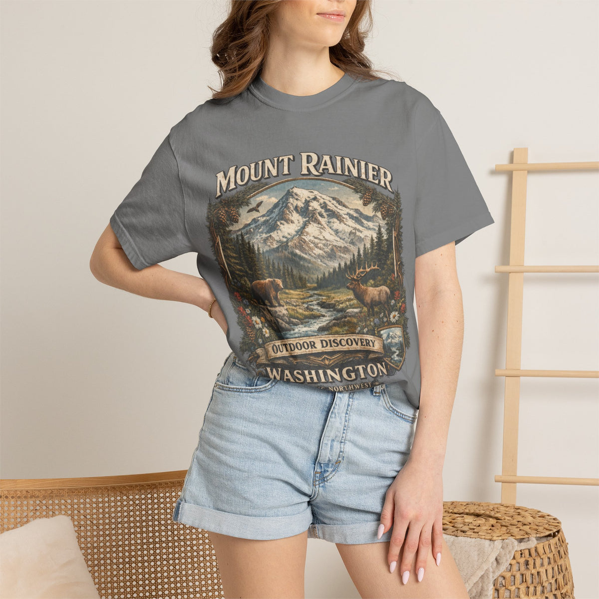 Camiseta del Monte Rainier, playera Comfort Colors de la naturaleza de Washington