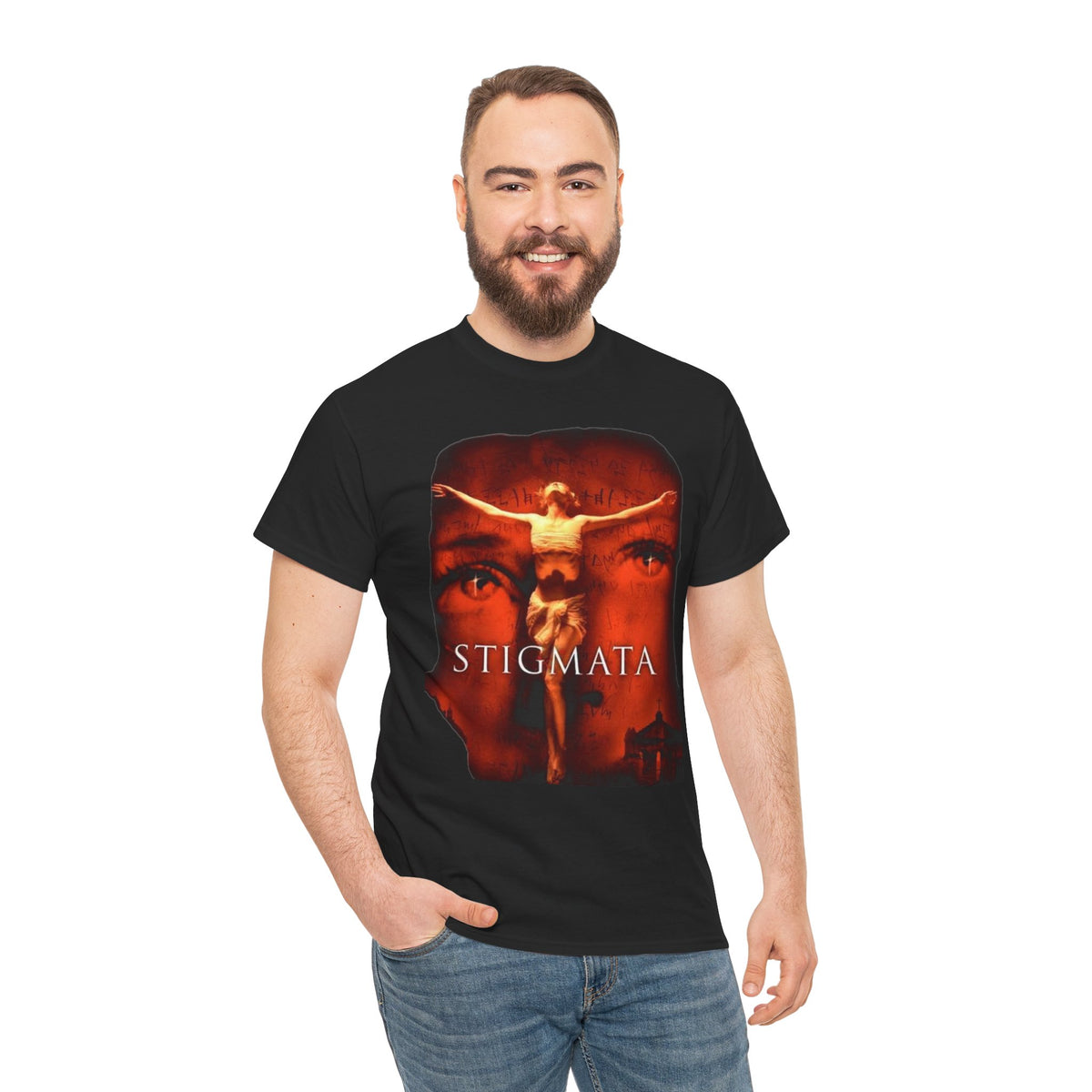 Stigmata Crucifixion Graphic Tee | Religious Horror Movie Poster Shirt