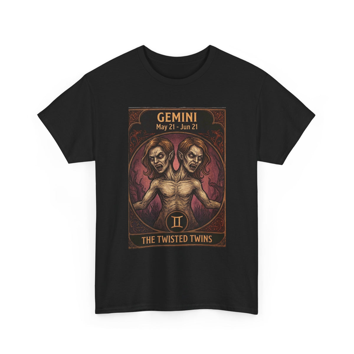 Camiseta Géminis Las Gemelas Retorcidas | Ilustración de Terror del Zodiaco Astrológico de Halloween