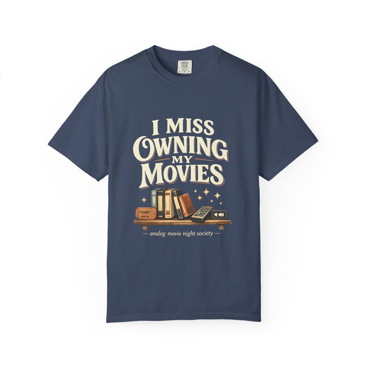 Camiseta "I Miss Owning My Movies", Camiseta vintage de noche de cine, Regalo para amantes de VHS y DVD, Camiseta para coleccionistas de cine, Camiseta de la sociedad de noche de cine analógico