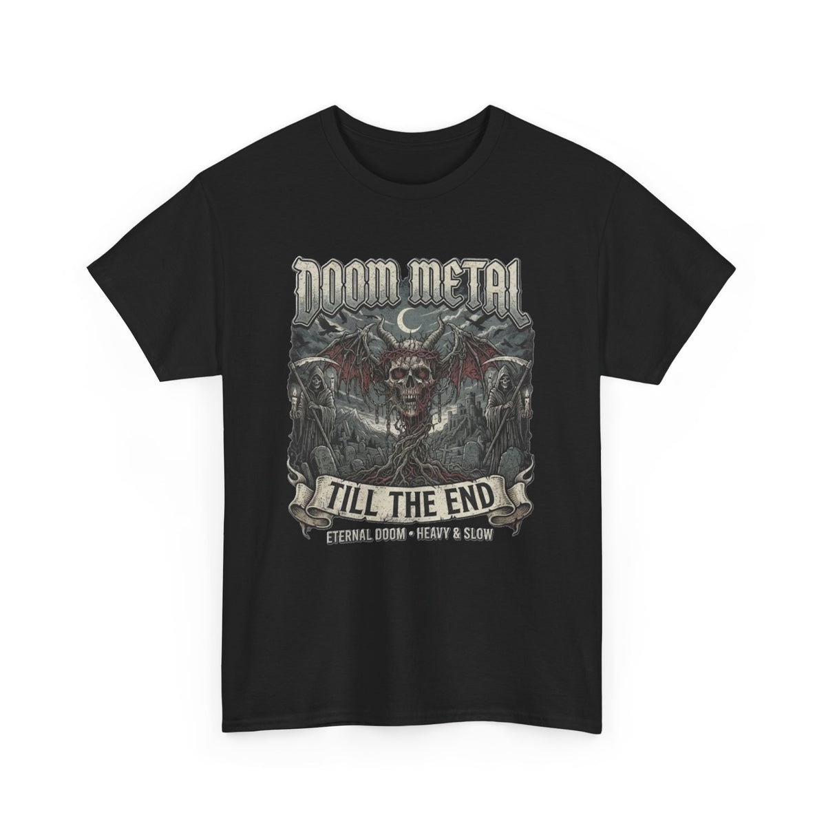 Doom Metal Till The End Double Sided T-Shirt | Doom Metal Band Logos Tee