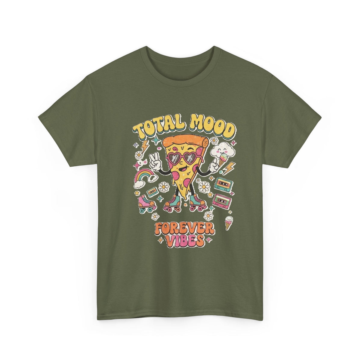 Total Mood Pizza Slice Tee | Forever Vibes retro skateboard graphics