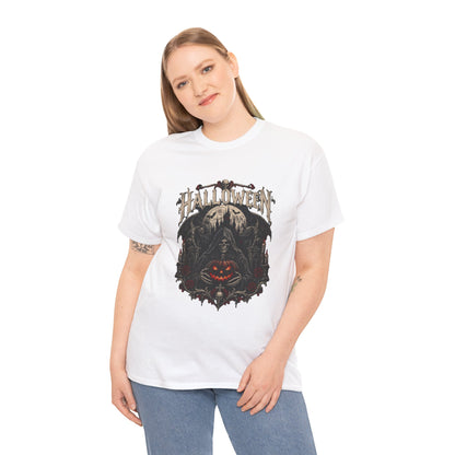 Camiseta de Halloween de calavera y calabaza | Camiseta de Jack-O'-Lantern en bosque espeluznante