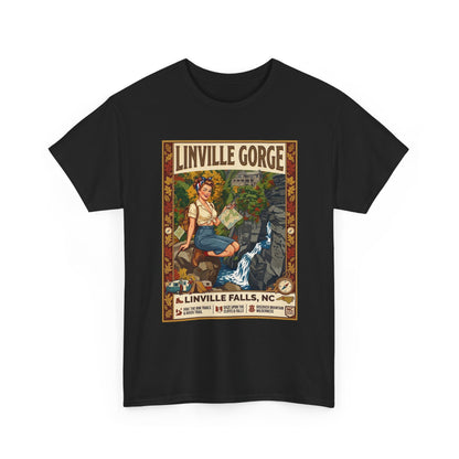 T-shirt avec illustration des chutes de Linville | T-shirt nature avec cascade des gorges de Linville