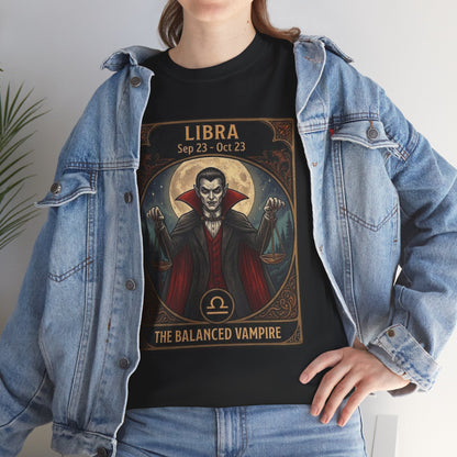Camiseta de Libra, el vampiro equilibrado | Halloween Astrología Zodíaco Vampiro