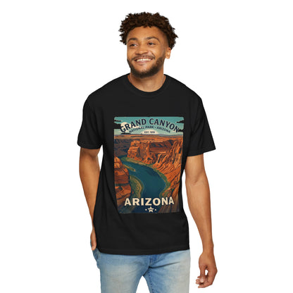 T-shirt style affiche Grand Canyon Arizona | T-shirt canyon et rivière panoramique