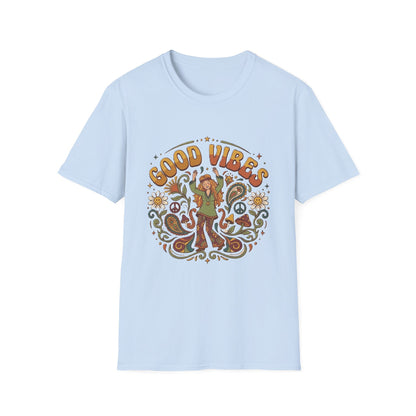 Good Vibes Hippie Flower Power T-Shirt | Retro 70s Peace Design