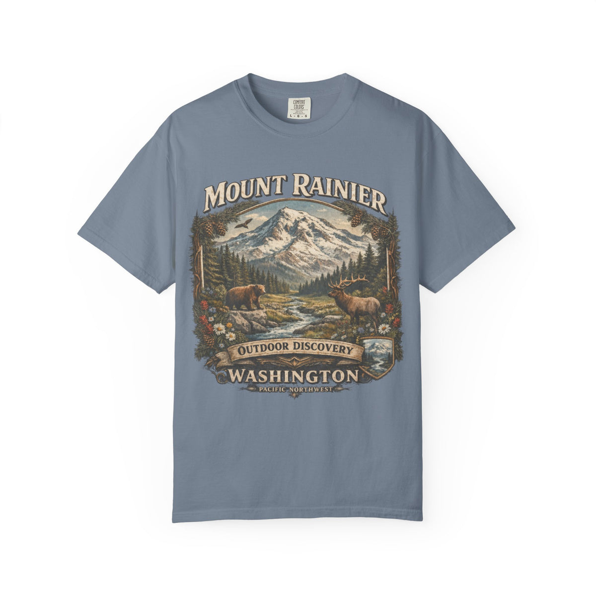 Camiseta del Monte Rainier, playera Comfort Colors de la naturaleza de Washington