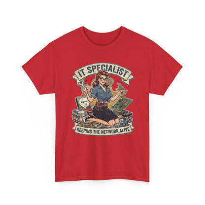 IT Specialist pinup graphic tee | T-Shirt, Keeping the Network Alive design