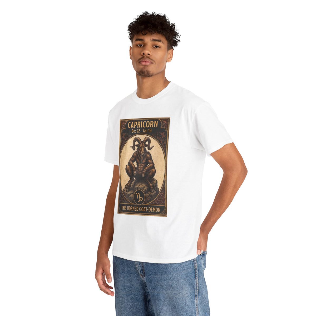Capricorn Horned Goat Demon T-Shirt | Halloween Zodiac - Astrology Poster Design