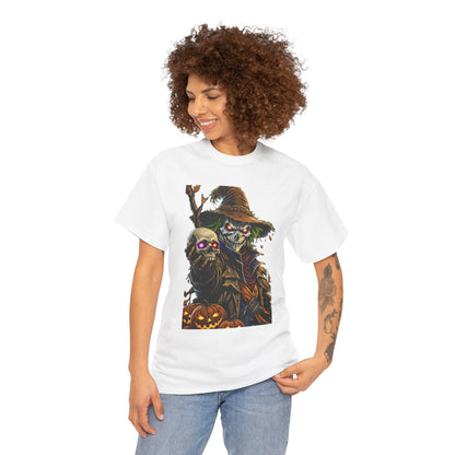 Scarecrow Skull Pumpkin illustration T-Shirt | Halloween Horror Tee