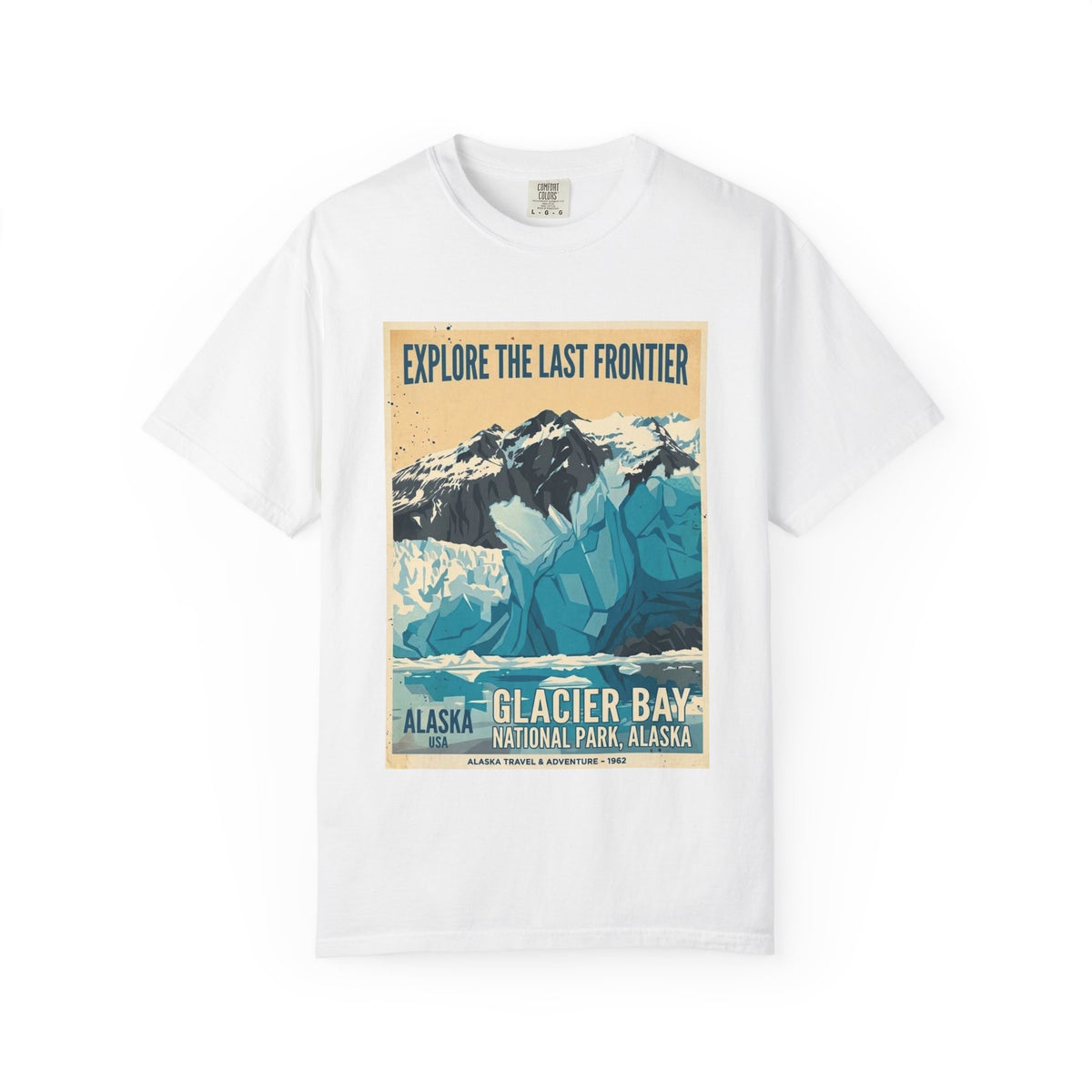 Camiseta con póster del Parque Nacional de la Bahía de los Glaciares | Camiseta de viaje a Alaska