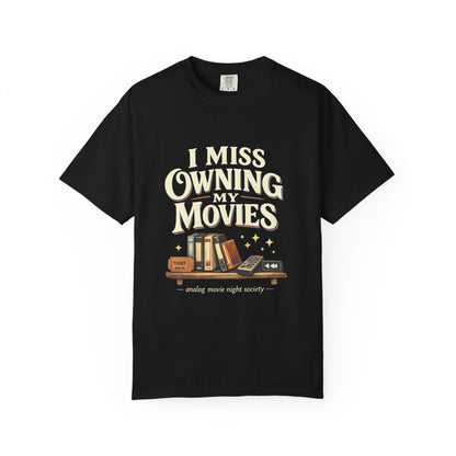 Camiseta "I Miss Owning My Movies", Camiseta vintage de noche de cine, Regalo para amantes de VHS y DVD, Camiseta para coleccionistas de cine, Camiseta de la sociedad de noche de cine analógico