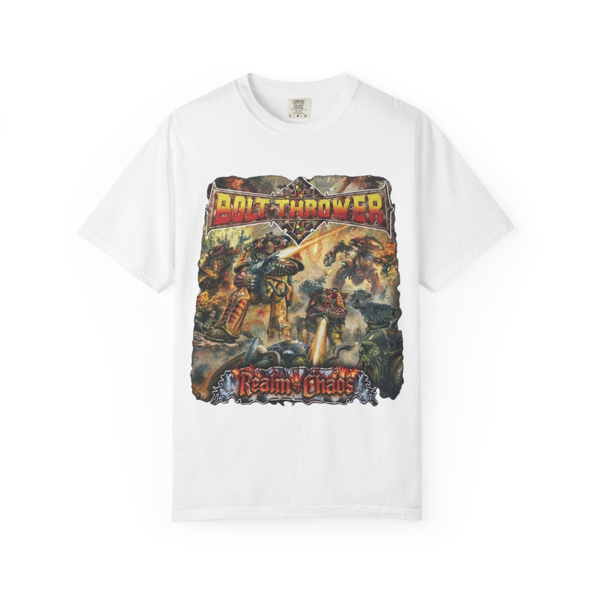 Camiseta con el arte del álbum Realm of Chaos de Bolt Thrower | Camiseta de banda británica de death metal