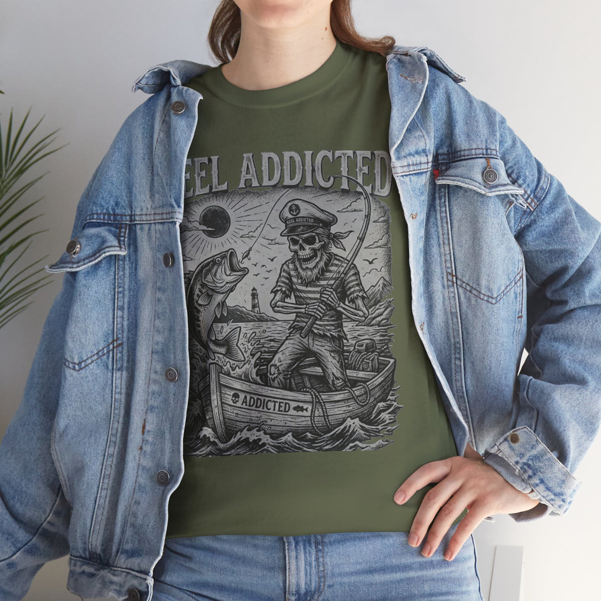 Camiseta de pescador y barco de pesca Reel Addicted