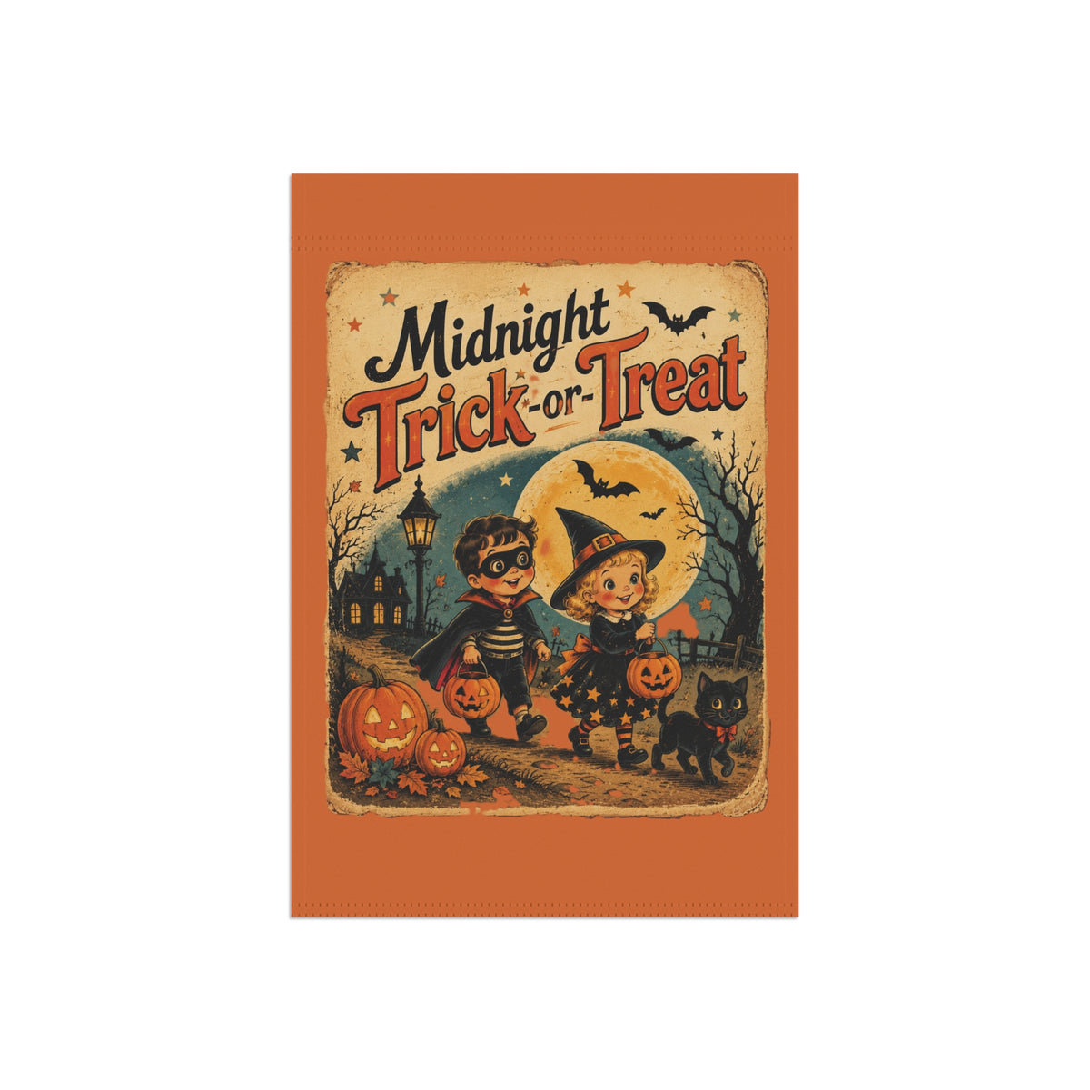 Midnight Trick-or-Treat Garden Banner | Halloween yard flag