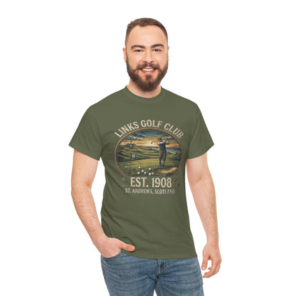 T-shirt illustration golfeur vintage Links Golf Club | EST. 1908 St. Andrews Écosse