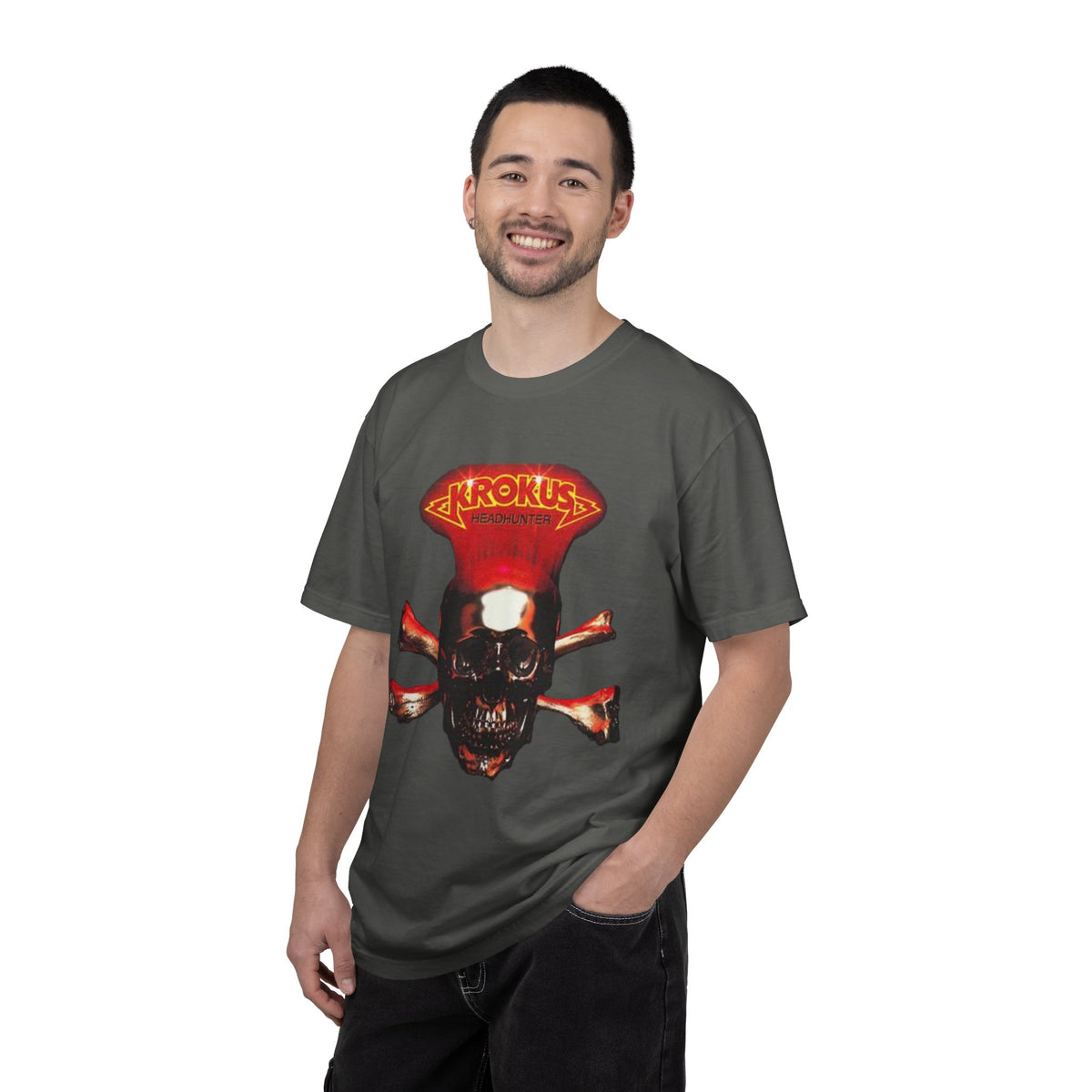 T-shirt Krokus tête de mort avec tibias croisés | T-shirt vintage de groupe de rock