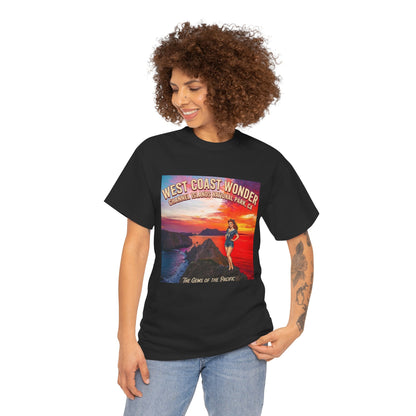 Channel Islands National Park California graphic tee |  California sunset vintage poster
