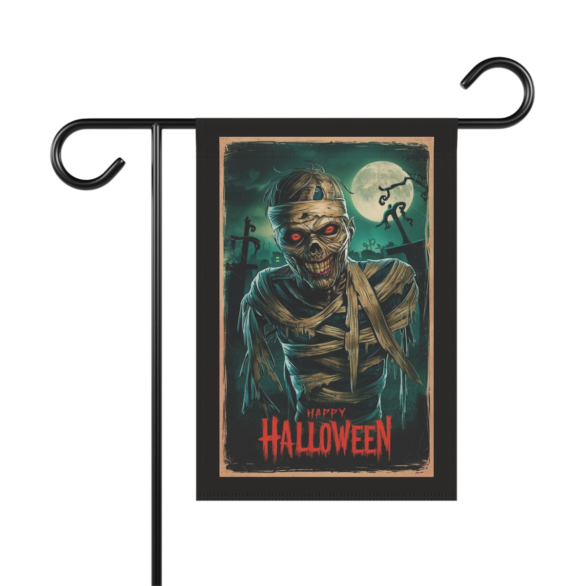 Bandera de jardín de momia zombi para Halloween feliz | Estandarte para casa