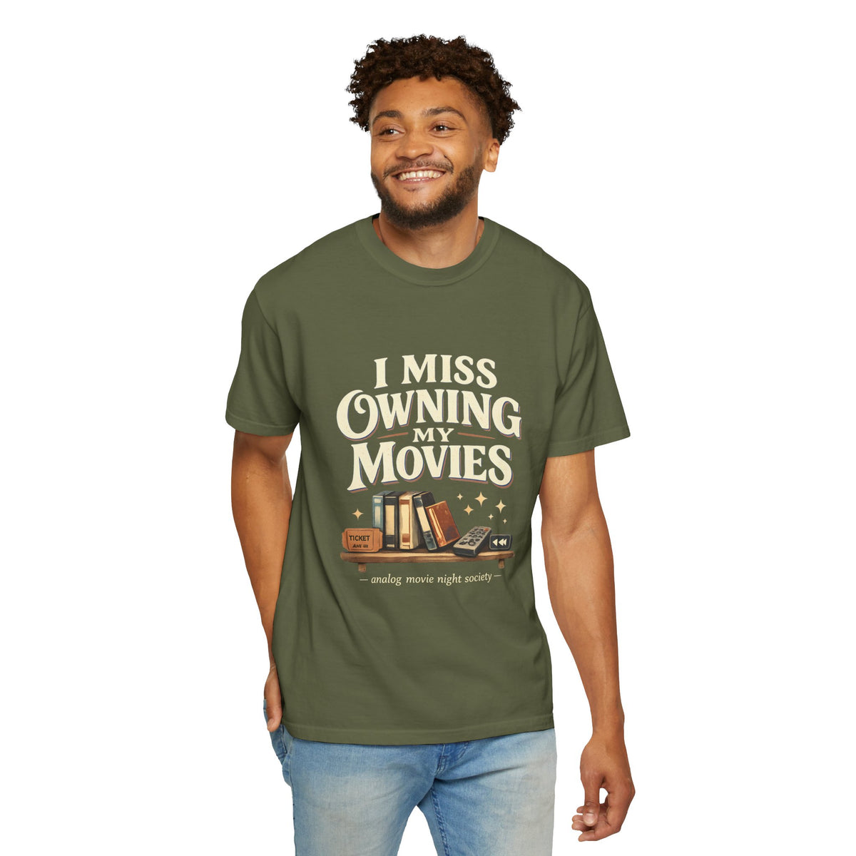 Camiseta "I Miss Owning My Movies", Camiseta vintage de noche de cine, Regalo para amantes de VHS y DVD, Camiseta para coleccionistas de cine, Camiseta de la sociedad de noche de cine analógico