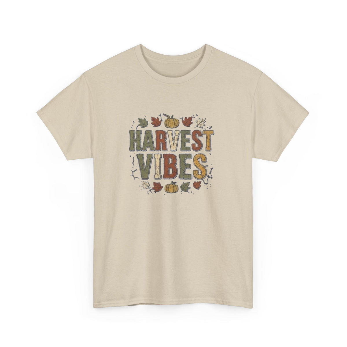 T-shirt "Harvest Vibes" | Haut à typographie automnale avec citrouilles et feuilles d'automne