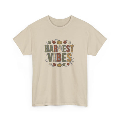 T-shirt "Harvest Vibes" | Haut à typographie automnale avec citrouilles et feuilles d'automne
