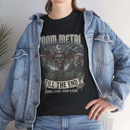 Doom Metal Till The End Double Sided T-Shirt | Doom Metal Band Logos Tee