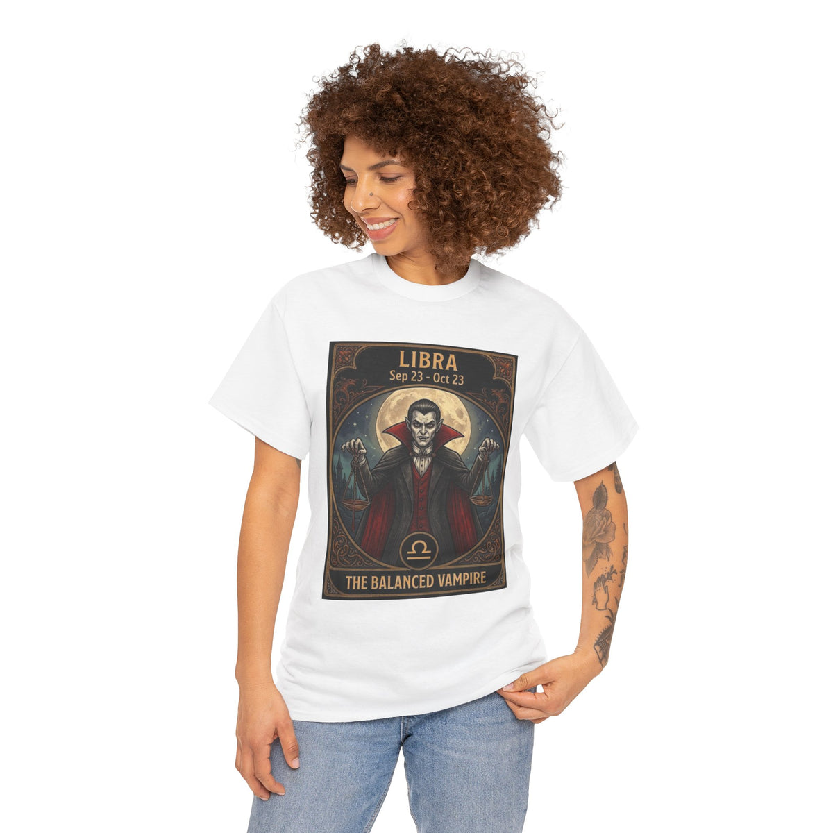 Camiseta de Libra, el vampiro equilibrado | Halloween Astrología Zodíaco Vampiro