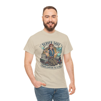 Server Sage Troubleshooting the Future T-Shirt | IT Technician Retro Tech Shirt