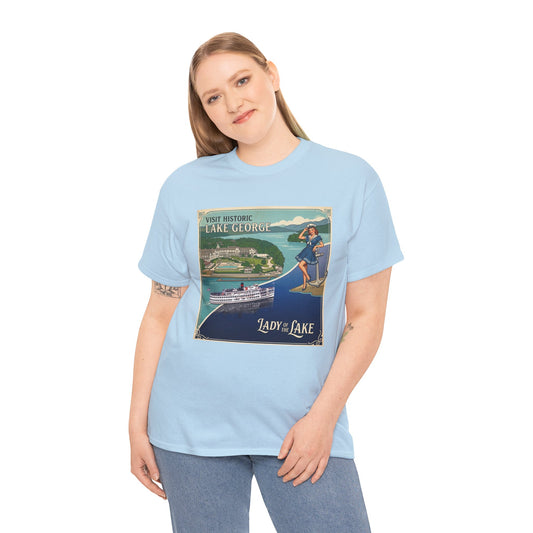 Lake George Upstate NY National / Lady of the Lake vintage poster T-Shirt | Lake George pin up