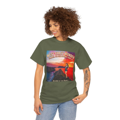 Channel Islands National Park California graphic tee |  California sunset vintage poster