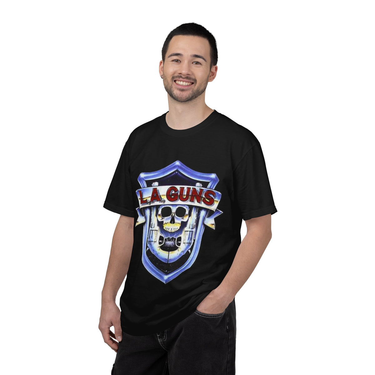 L.A Guns Skull Shield T-shirt | Hard Rock Band Logo Tee
