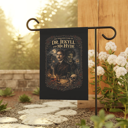 Dr. Jekyll and Mr. Hyde Illustration Garden Flag | Gothic Novel Banner