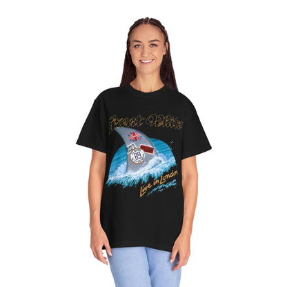 Great White Live in London Shark Surf Wave T-shirt | Live in London 1989 Vintage Tour Tee