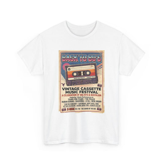 Back to 80s Vintage Cassette Music Festival Tee | Retro Tape Poster