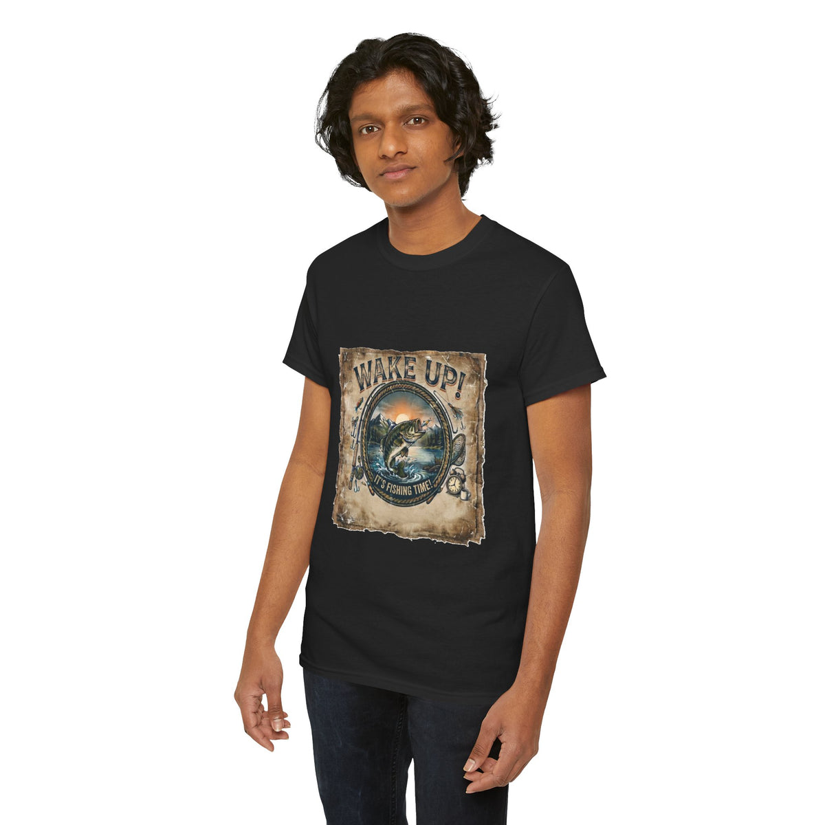 Wake Up Fishing Tee | Bass Fish Vintage Outdoors Shirt