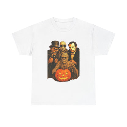T-shirt Monstres classiques de l'horreur avec lanterne Jack-O'-Lantern | T-shirt équipe des monstres d'Halloween